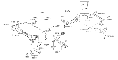 2009 Hyundai Tucson Link Assembly-Rear Stabilizer Diagram for 55530-1H000