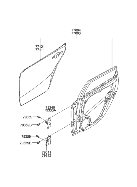 2009 Hyundai Elantra Touring Panel-Rear Door Diagram