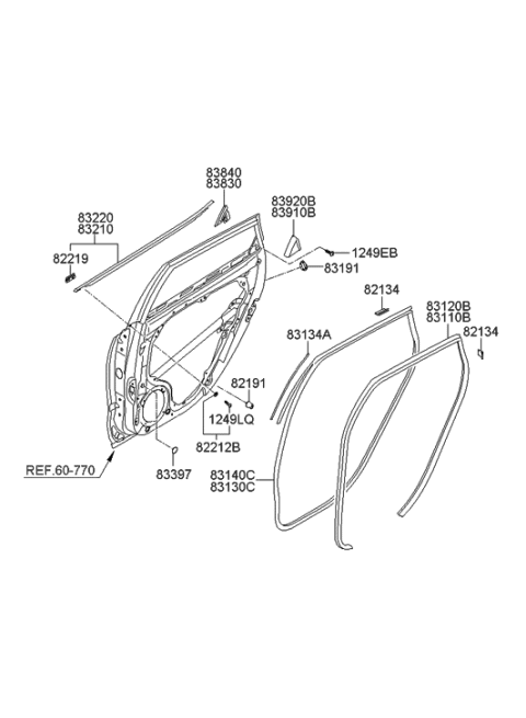 2011 Hyundai Elantra Touring Rear Door Moulding Diagram