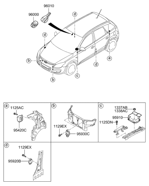 2012 Hyundai Elantra Touring Cover-Rain Sensor Diagram for 96010-2L000