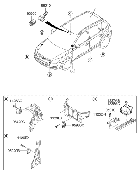 2011 Hyundai Tucson Module Assembly-Air Bag Control Diagram for 95910-2L250