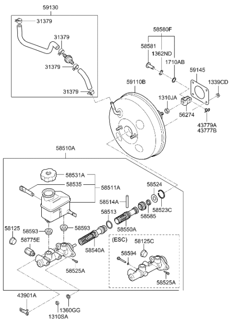 2009 Hyundai Tucson Valve Diagram for 58775-2L000