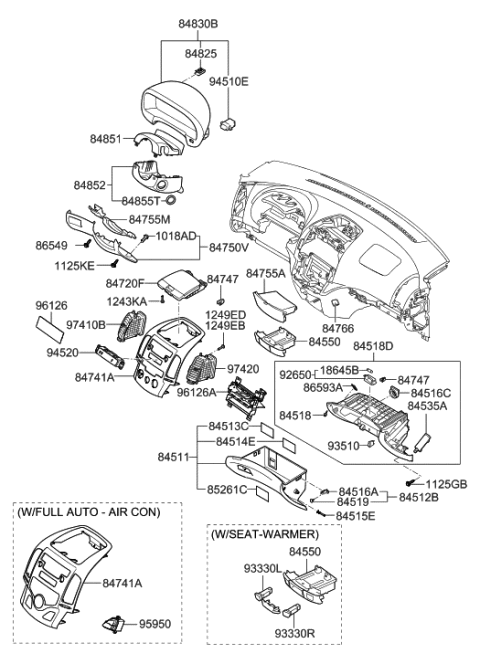 2012 Hyundai Elantra Touring Crash Pad Diagram 2