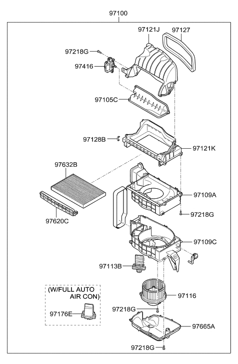 2008 Hyundai Tucson Inlet Door Actuator Diagram for 97124-2L001