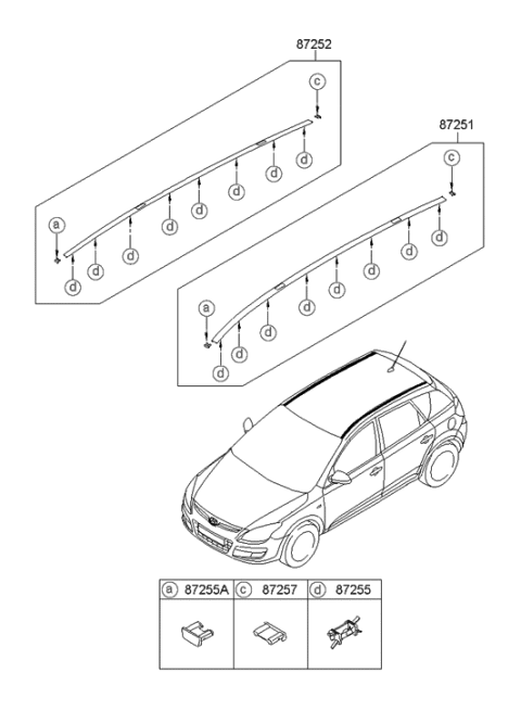 2009 Hyundai Elantra Touring Roof Garnish Diagram 1