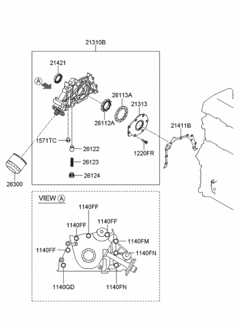 2012 Hyundai Elantra Touring Front Case & Oil Filter Diagram