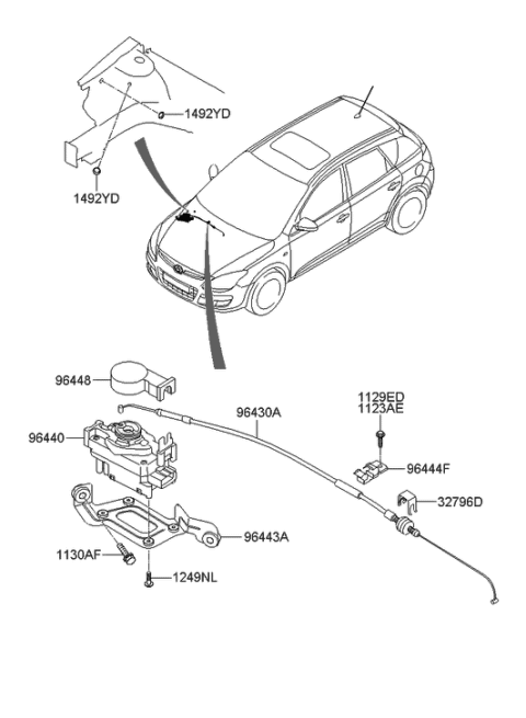 2009 Hyundai Elantra Touring Actuator Assembly-Cruise Control Diagram for 96440-2H100