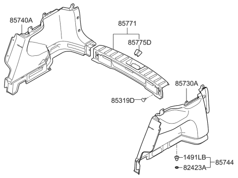 2009 Hyundai Elantra Touring Trim Assembly-Luggage Side RH Diagram for 85740-2L500-WK