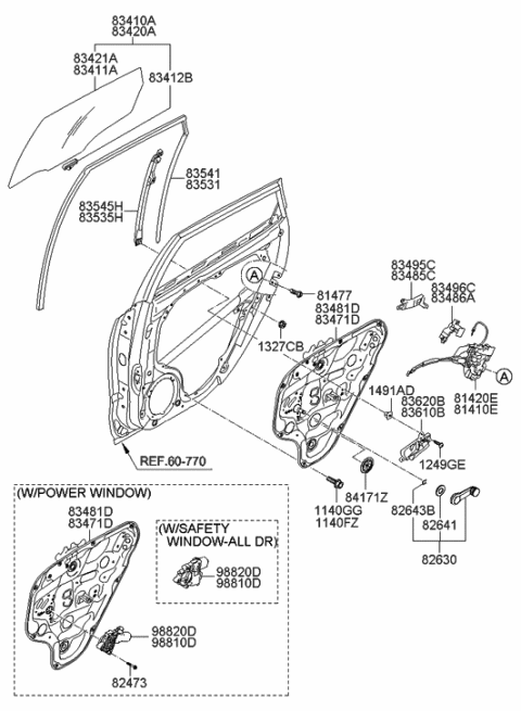 2011 Hyundai Elantra Touring Rear Interior Door Handle Assembly, Right Diagram for 83620-2L000-9K