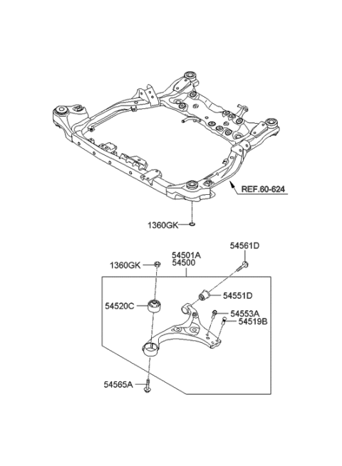 2009 Hyundai Elantra Touring Front Suspension Lower Arm Diagram