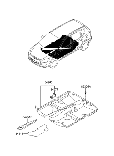 2009 Hyundai Elantra Touring Carpet Assembly-Floor Diagram for 84270-2L000-WK