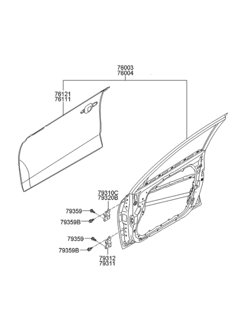 2009 Hyundai Elantra Touring Panel-Front Door Outer,RH Diagram for 76121-2L010