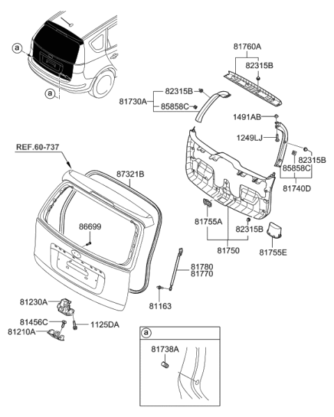 2010 Hyundai Elantra Touring Tail Gate Trim Diagram