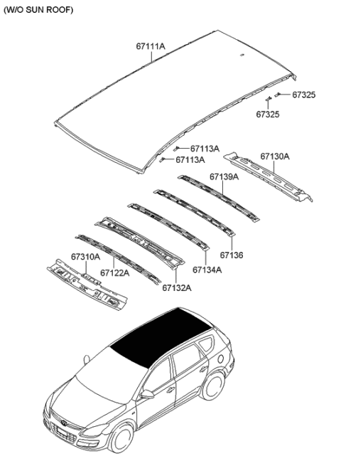 2012 Hyundai Elantra Touring Roof Panel Diagram 1