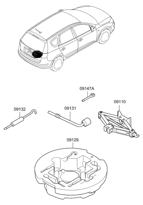 2009 Hyundai Elantra Touring Case-Tool Diagram for 09149-2L200