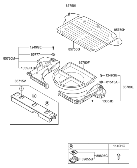 2010 Hyundai Elantra Touring Tray Assembly-Luggage Side,LH Diagram for 85750-2L600-WK