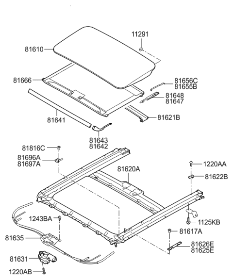 2009 Hyundai Elantra Touring Sunroof Diagram 1