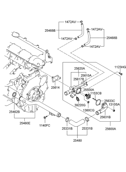 2012 Hyundai Elantra Touring Coolant Pipe & Hose Diagram