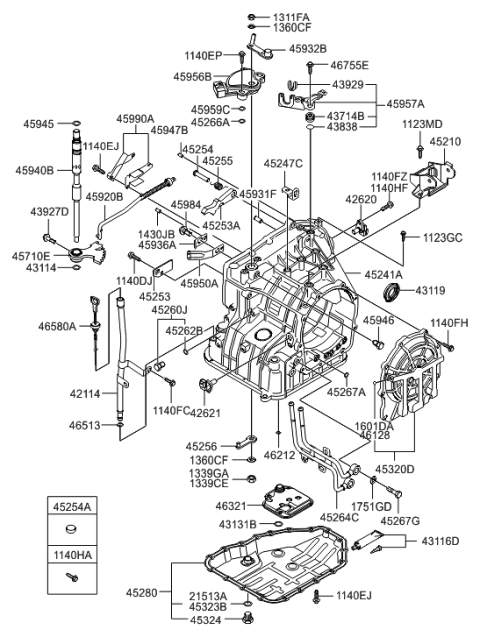 2010 Hyundai Elantra Touring Auto Transmission Case Diagram 2