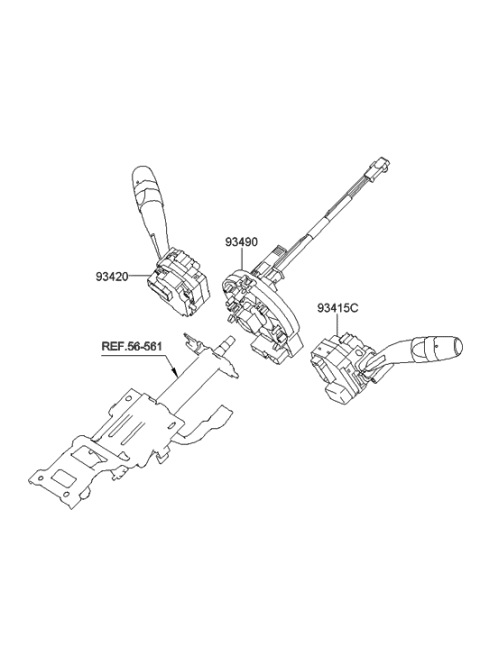 2010 Hyundai Tucson Switch Assembly-Lighting & Turn Signal Diagram for 93410-2L271