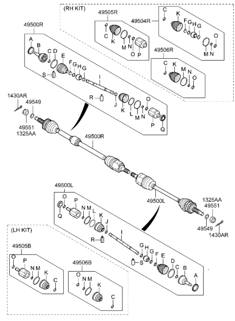 2009 Hyundai Elantra Touring Shaft Assembly-Drive,LH Diagram for 49501-2L110