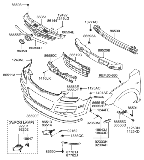 2009 Hyundai Elantra Touring Cover-Front Bumper Blanking,LH Diagram for 86563-2L000