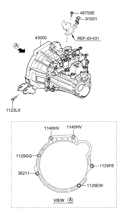 2009 Hyundai Elantra Touring Transaxle Assy-Manual Diagram