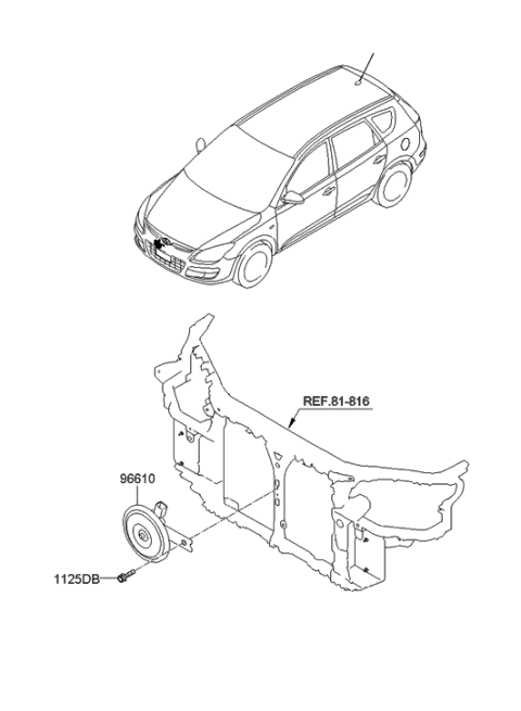 2008 Hyundai Elantra Touring Horn Assembly-Low Pitch Diagram for 96610-2H000