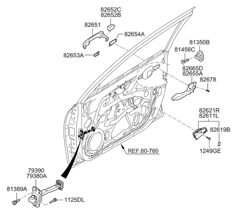 2010 Hyundai Elantra Touring Checker Assembly-Front Door,RH Diagram for 79390-2L000