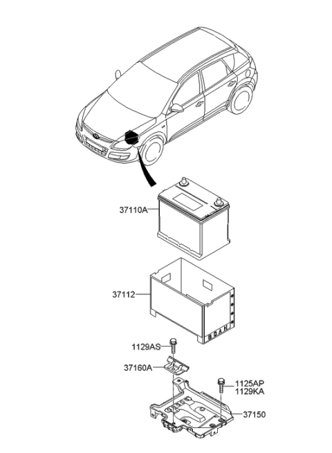 2009 Hyundai Elantra Touring Battery & Cable Diagram