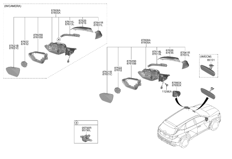 2022 Hyundai Tucson Mirror-Outside Rear View Diagram