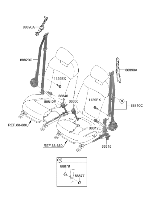 2022 Hyundai Tucson Seat Belt PRETENSIONER,LH Diagram for 88850-N9000-NNB