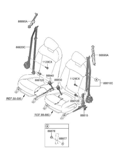2023 Hyundai Tucson Hybrid Front Seat Belt Diagram