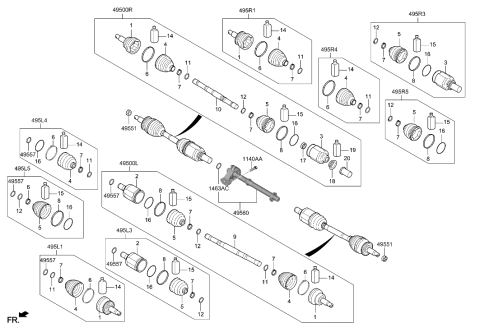2001 Hyundai Elantra Joint Kit-Diff Side,RH Diagram for 495R3-P0100