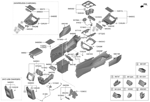 2023 Hyundai Tucson GARNISH Assembly-Console,RH Diagram for 84695-N9100-NNB