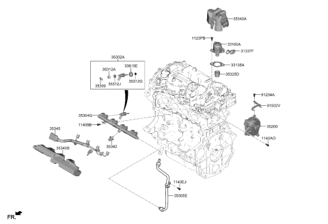 2023 Hyundai Tucson Hybrid Throttle Body & Injector Diagram