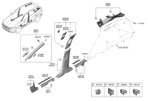 2022 Hyundai Tucson Hybrid Interior Side Trim Diagram