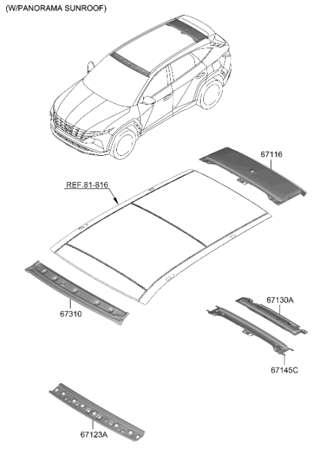 2022 Hyundai Tucson Hybrid Roof Panel Diagram 2