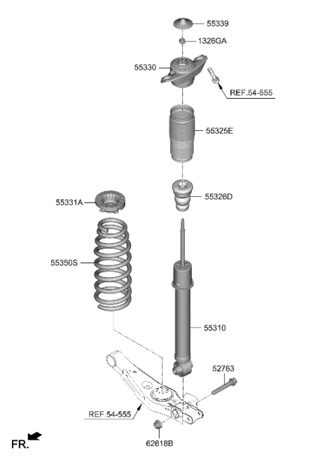 2001 Hyundai Elantra Shock Absorber Assy-Rear Diagram for 55307-P0200