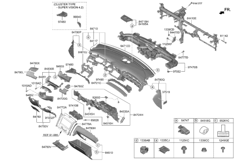 2022 Hyundai Tucson Crash Pad Diagram