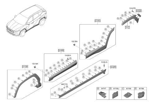 2023 Hyundai Tucson Body Side Moulding Diagram