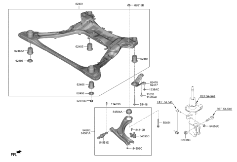 2023 Hyundai Tucson Hybrid Front Suspension Crossmember Diagram