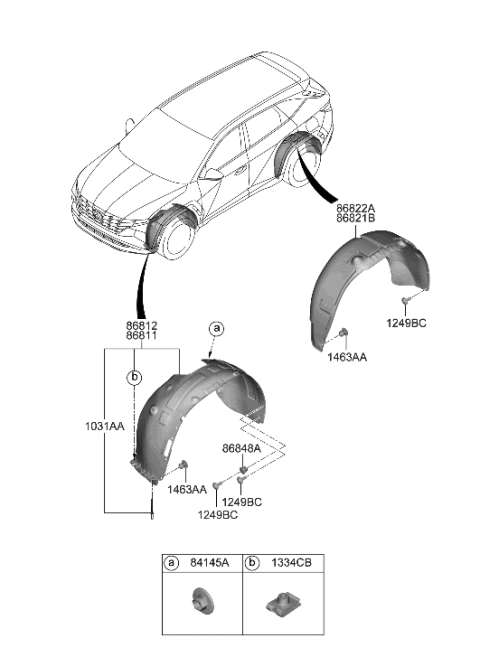 2022 Hyundai Tucson Hybrid Wheel Gaurd Diagram