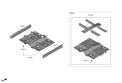 2001 Hyundai Elantra PANEL ASSY-FLOOR,CTR Diagram for 65100-P0400