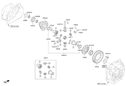 2001 Hyundai Elantra Gear-Differential Drive Diagram for 45832-3B810