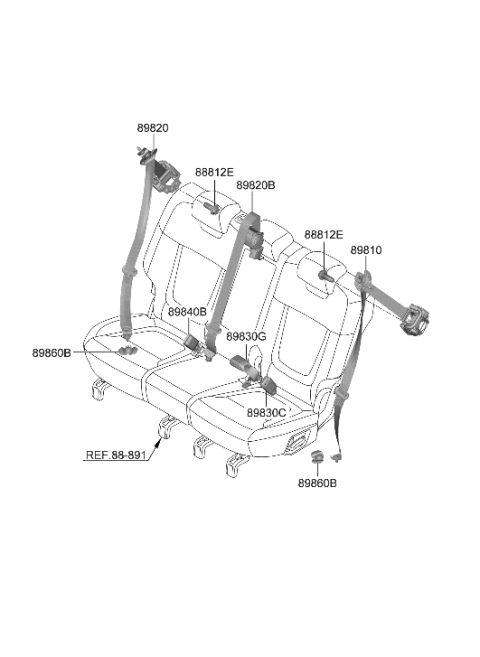 2022 Hyundai Tucson Rear Seat Belt Diagram