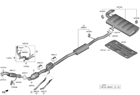 2001 Hyundai Elantra Muffler Assy-Front Diagram for 28610-P0530