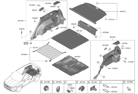 2023 Hyundai Tucson Board Assembly-Luggage Covering Diagram for 85715-N9100-NNB