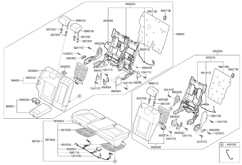 2022 Hyundai Tucson ARMREST Assembly-RR Seat Back Diagram for 89900-N9030-PUA