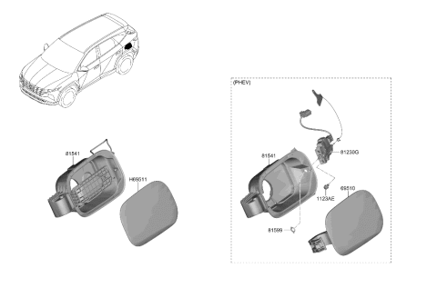 2022 Hyundai Tucson DOOR ASSY-FUEL FILLER Diagram for 69510-P0000